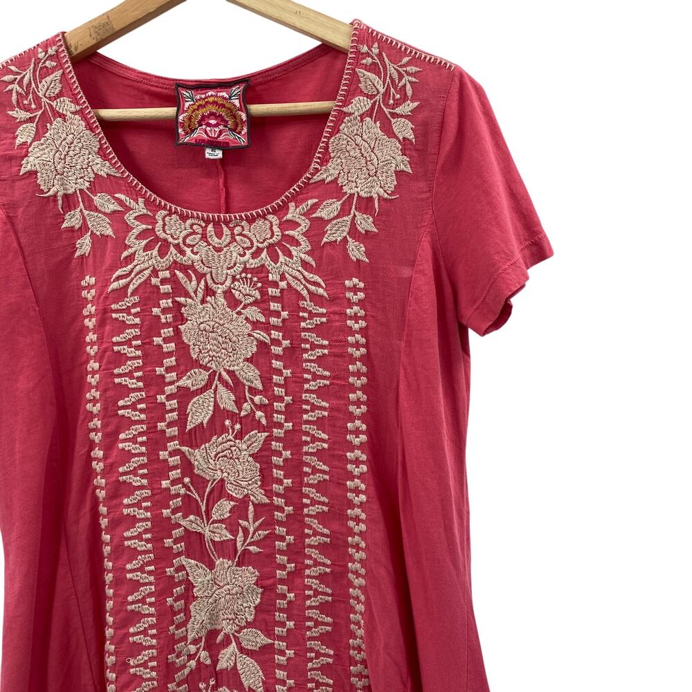 Johnny Was XS Pink Embroidered Tunic Top